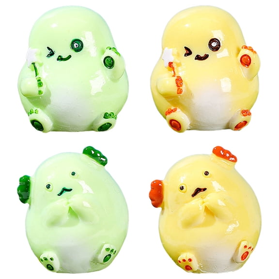 COMPUKAS Set of 4 Miniature Dragon Figurines Resin Flower Pot Decorations Assorted Colors for Home and Garden