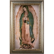 Mom?s Art Studio - Virgen de Guadalupe Wall Decor 44 X 27.75 Inches, Virgin Mary Print, Museum Look Art Frame, Artist?s Acrylic Coating, Wall Art for Home Decor (Pearl Gold)
