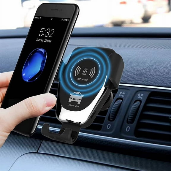 Wireless Car Charger Mount, Gravity Link Mobile Holder with 10W Wireless Fast Charge AC Vent Holder Spring Loaded Clip for iPhone XR Xs Max 8 8 Samsung Galaxy S8 S9 S10 Note 9, LG V30 Stylo 4 G7 G8