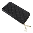 thumbnail image 2 of Cartera larga con cremallera para mujer Cartera de piel sintética con estampado de diamantes para mujer Negro, 2 of 10