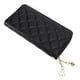 thumbnail image 2 of Cartera larga con cremallera para mujer Cartera de piel sintética con estampado de diamantes para mujer Negro, 2 of 10