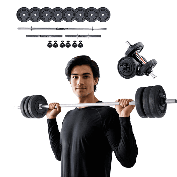Kit de Pesas, Mancuernas y Barra Recta (16Kg) - Energym