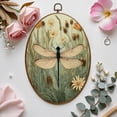 thumbnail image 7 of Canvas Wall Art Vintage 3D Textured Green Flowers Nature Botanical Dragonfly Wildflowers Oval Framed Canvas Prints Vintage Wall Hanging Decor for Home Decorations 8.6"x11.4", 7 of 7