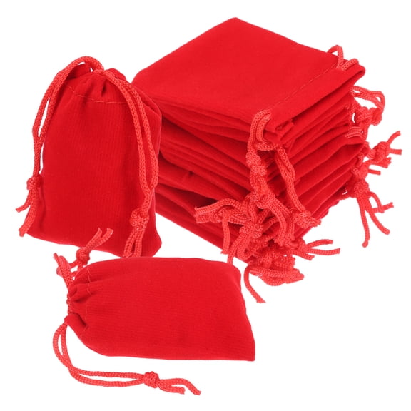 Unique Bargains Velvet Gift Bags Jewelry Drawstring Pouches for Wedding Favor 2"x2.8" Red