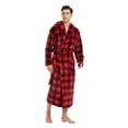 thumbnail image 3 of U2SKIIN Mens Fleece Robe with Hood, Soft Bathrobe Plush Robes for Men（Buffalo Plaid-Red，XX-3X-Large）, 3 of 5