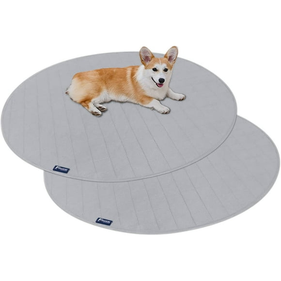 Washable 2 Pack Pee Pads for Dogs, Waterproof Training Pad for Dogs, Reusable Pee Pad 36" Round, Quilted Absorbent Puppy Pads Washable, Non Slip Pee Pad Protector