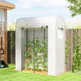 thumbnail image 2 of Outsunny Mini Greenhouse, Portable Garden Green House with PE Cover, White, 2 of 10