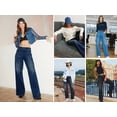 thumbnail image 6 of Stretchy Jeans Wide Leg Jeans for Women Trendy Pull On High Waist Tummy Control Sweatpant Jean Denim Pants with Pockets, 6 of 8