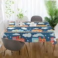 thumbnail image 3 of Yayeee Tablecloths 54" x 72" Rectangle Wrinkle Resistant Party Table Cover, Blue Cute Train Pattern, 3 of 8