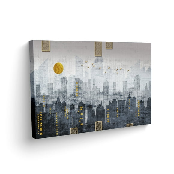 Cuadro Decorativo Moderno Maxigráfica Shop Ciudad Noches Doradas