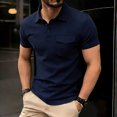 thumbnail image 2 of FRSASU Men's Polo Shirts Short Sleeve Casual Classic Solid Summer Collared Golf Shirts with Pocket Navy, 2 of 9