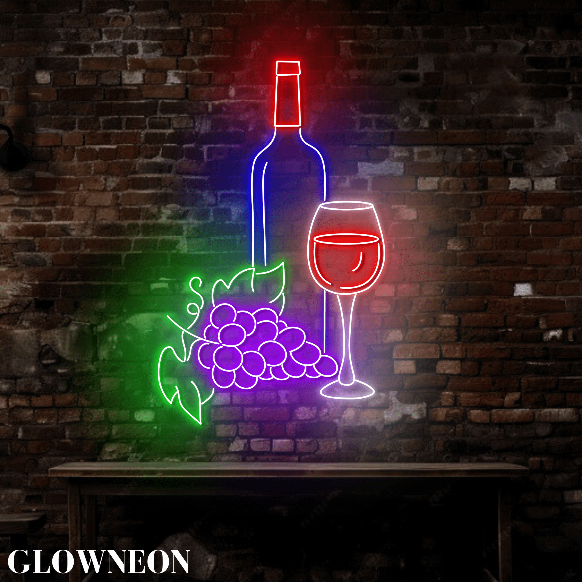 Glowneon Grape Wine Neon Sign, Wine Vineyard Led Wall Art, Bar Decor