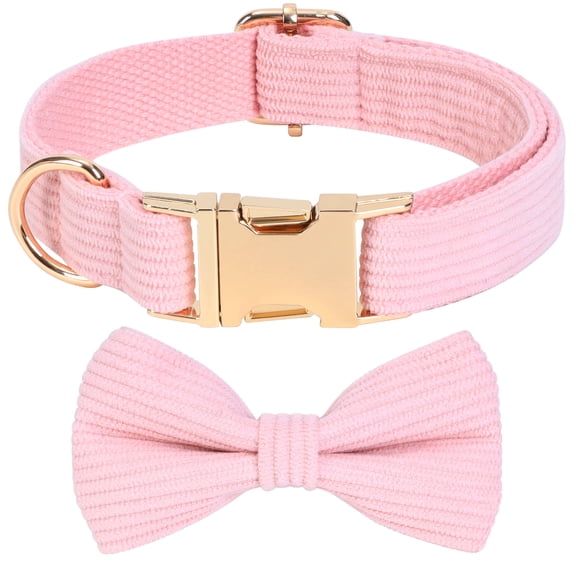 Jumpress Cute Dog Collar with Bow, Comfortable Girl Dog Bow Tie Collar for Small Medium Dogs (Pink, XS)