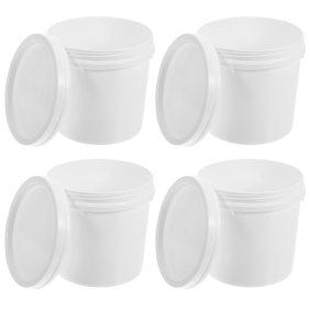BESTOYARD 4Pcs Multifunctional White Plastic Paint Bucket with Tight Sealing Lid