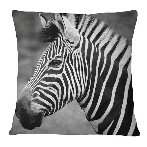 S4Sassy Home Decor Black Zebra Face Digital Print Pillow Square Cushion Cover -12 x 12 Inches