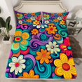 thumbnail image 2 of Manfei Kawaii Floral Queen Sheet Sets,bohemian Flower Flat Sheet,Watercolor Daisy Queen Fitted Sheet For Adults,Ultra Soft Home Decor,4 Pieces, 2 of 7
