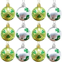 Nmdmisc 12 PCS Ball Ornament - St. Patrick's Shamrock Clover Hanging Ball Baubles Ornament for Christmas Tree Party Decoration (2.36")
