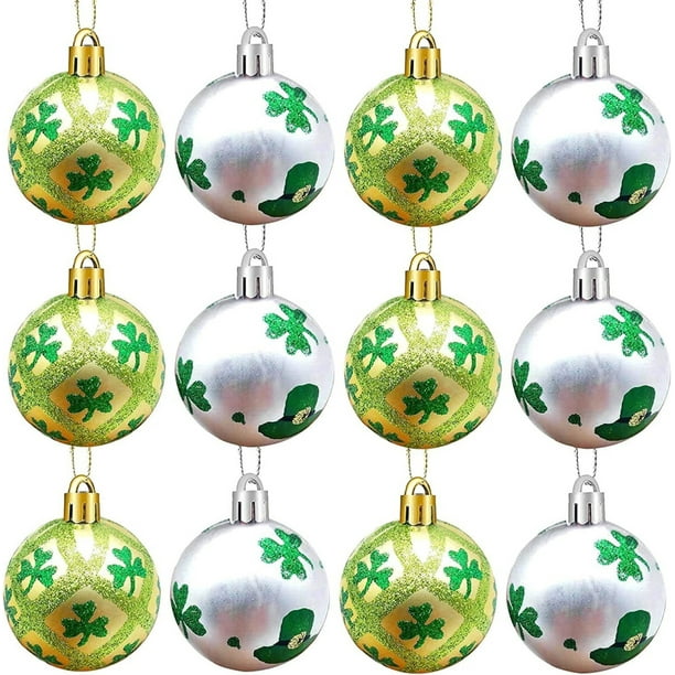 Bola de sombrero de trébol de cuatro hojas, decoración de bola de plástico, cuerda colgante, decoración colgante del Día de San Patricio, verde, plástico duradero, ligero, para decoración
