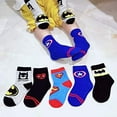 thumbnail image 3 of 5 pares de calcetines de superhéroe para niños. Los Vengadores calcetines para niños, calcetines de algodón, calcetines de cama. Spiderman, capitán de EE. UU., calcetines de Superman Adepaton CJWUS-6191, 3 of 7