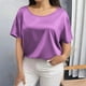 thumbnail image 4 of Camiseta Casual de Cuello Redondo de Color Sólido, Camisetas de Verano de Tamaño Más de las Mujeres para el Uso Diario, 4 of 6