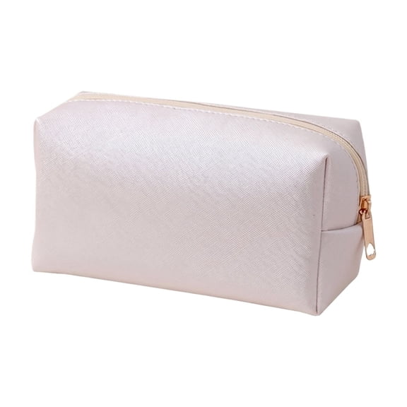 Small Travel Cosmetic Bag, Compact Toiletry Organizer Pouch with Zipper, Lightweight Synthetic Fabric Makeup Case for Women, Portable Bathroom Storage for Essentials, Light Gray