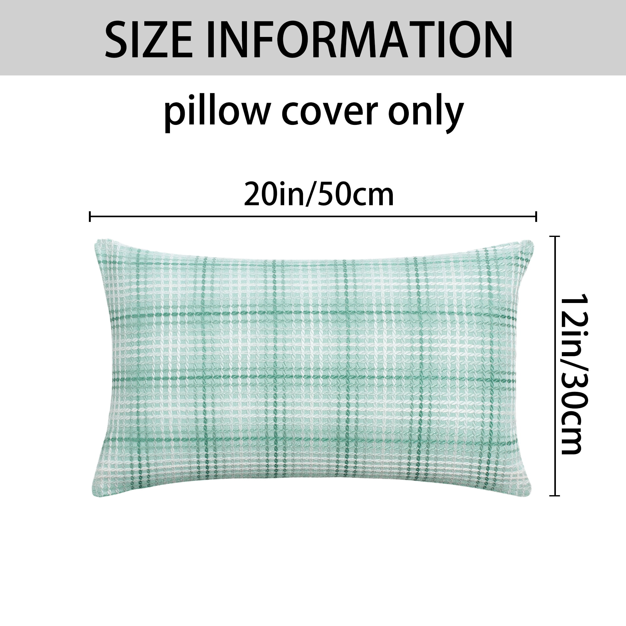 Unique Bargains Plaid Decorative Throw Pillow Covers Pack of 2 Mint Green 20" x 12"