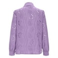 thumbnail image 6 of Lenpel Button down Shirts for Women Trendy Long Sleeve Collared Hollow out Embroidered Tops Dressy Casual Blouses(Purple,X-Small), 6 of 7