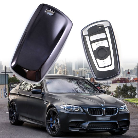 Xotic Tech Keyless Remote Soft Key Fob Cover Case For BMW 1 3 5 6 7 Series X1 X3 2017, Glossy Black