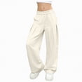 thumbnail image 3 of TOWED22 Girls Straight Wide Leg Track Pants Elastic Waist Casual Baggy Athletic Pants Loose Jogger Sweatpants(Beige,10-11 Y), 3 of 7