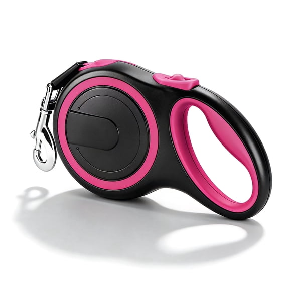 LAPTOM MAX 8M Retractable Dog Leash, Heavy Duty for Medium & Large Dogs up to 110 lbs, No Tangle Nylon Tape, One Button Brake Lock, Pink