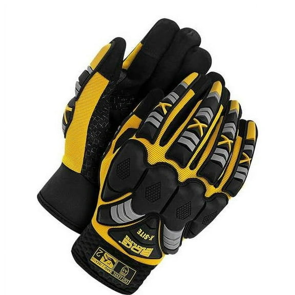 X-Site Mechanics Gloves, Synthetic Leather Palm, Spandex Back, S, Black/Yellow