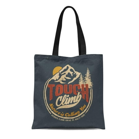Trekking Hand Art - ASHLEIGH Canvas Tote Bag Mountain College Trekking Vintage Tee Camping and Adventure Emblems Reusable Shoulder Grocery Shopping Bags Handbag
