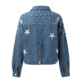 thumbnail image 4 of Vedolay Blazer Jackets for Women Plus Size 2023 Jacket for Women's Moto Biker Shiny Crop Party Jackets Blue,XL, 4 of 5