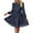 Navy(Fashion), variant on Women Dresses Long Sleeve Floral Lace Tiered Swing V-Neck Button Front Belted Ruffle Hem Elegant Dresses,Black,XL