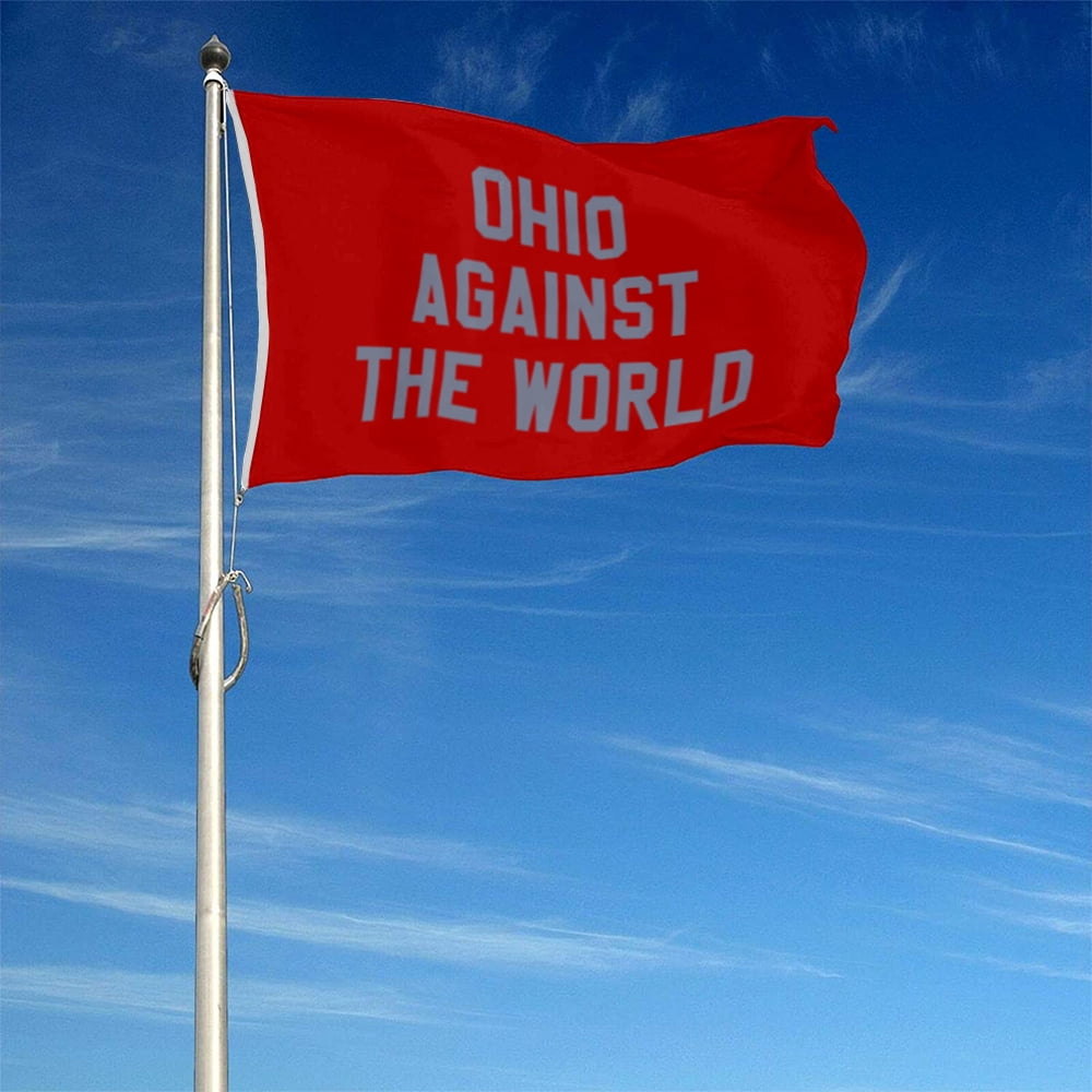 Dutern Double Sided Ohio Against The World Flag Banner 3x5Feet Garden house Flag banner Wall Decor Red Flag Banner 3 Ply with Brass Grommets 3x5 Feet