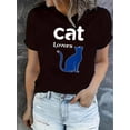 thumbnail image 1 of Camiseta Ligera de verano para mujerCreative Cat Print T-Shirt, Casual Short Sleeve Crew Neck Polyester Tee, Women'S Fashion Trendy Sports Tops, Medium Stretch, 180g/㎡, All SeasonFather's Day, Mothe, 1 of 6