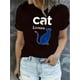 thumbnail image 1 of Camiseta Ligera de verano para mujerCreative Cat Print T-Shirt, Casual Short Sleeve Crew Neck Polyester Tee, Women'S Fashion Trendy Sports Tops, Medium Stretch, 180g/㎡, All SeasonFather's Day, Mothe, 1 of 6