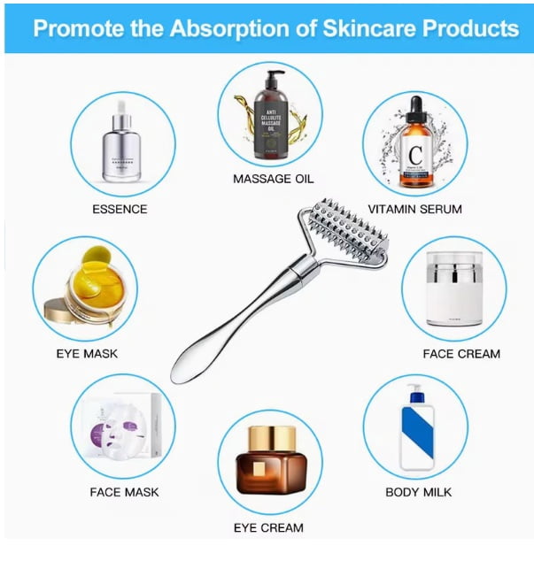 Stainless Steel Facial Massage Roller and Gua Sha Tool Set for Spa Quality Beauty Care