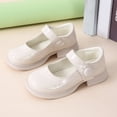 thumbnail image 2 of Wdgfv Chaussures de Robe d'Uniforme Scolaire pour Filles, Bout Rond, Formelles, Souples, Mary Jane, Chaussures à Bride en Forme de Cœur avec Diamant, Blanches, 8,5-9 Ans, 2 of 7