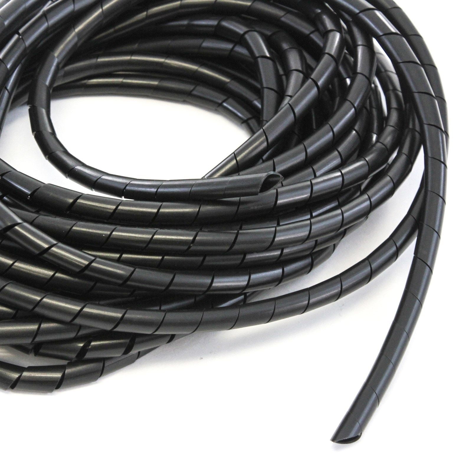 33FT PE 3/8 Inches (10 mm) Black Polyethylene Spiral Cable Wire Wrap