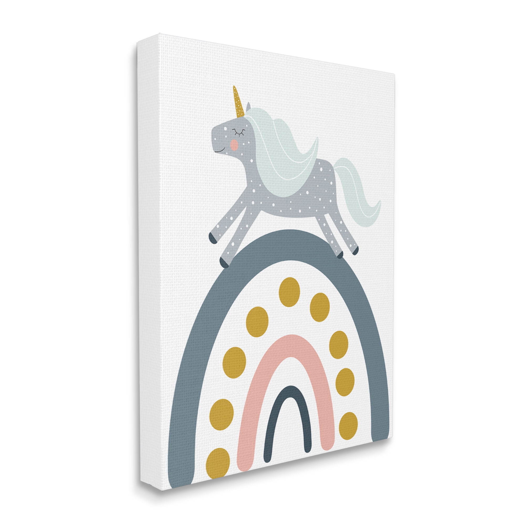 Stupell Industries Neutral Unicorn over Rainbow Fairy Tales & Fantasy Painting Gallery Wrapped Canvas Art Print Wall Art, 36 x 48