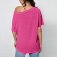 thumbnail image 4 of Bibifish Womens T-Shirts Off Shoulder Short Sleeve Loose Fit Tees Casual Summer Vacation Beach Weekend Street Style Everyday Tops, 4 of 6