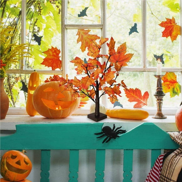fastboy 24LED Maple Tree Light Battery Operated Lights with Maple Leaves and Pumpkin for Indoor Outdoor Fall Decorations
