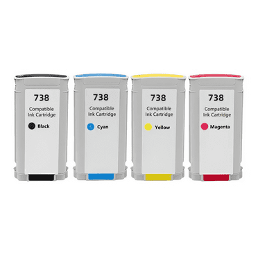 Compatible Ink Cartridge 738 Replacement Ink for HP T850 T950 (Pack of 4)