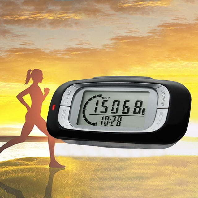 Podómetro 3D para caminar con clip, contador de pasos preciso para Fitness, distancia de caminata, contador de calorías de millas/kilómetros