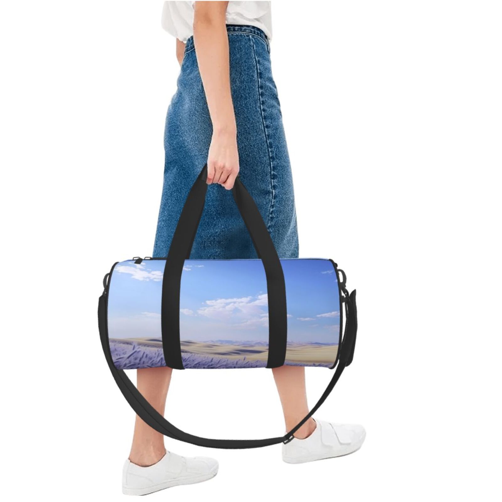 Vsdgher Lavender Fields Under Blue Sky 45L Foldable Duffel Bag, Sports Gym Bag,Overnight Bag, Portable Weekender Bag for Airplanes