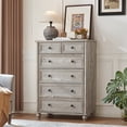 thumbnail image 5 of LELELINKY Farmhouse 6 Drawer Dresser, 43.5" Tall Chest of Drawers for Bedroom, Wood Storage Dressers Organizer for Living Room Hallway Closet, Grey, 5 of 9