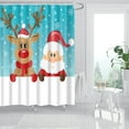 thumbnail image 2 of Surakey Christmas Shower Curtain Waterproof Polyester Christmas Old Men Elk Shower Curtain with 12pcs Hooks Bathroom Home Light Blue 35.43"x70.86", 2 of 6