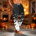 thumbnail image 5 of Domuza Halloween Pajama Pants for Men Casual Stretch Waist Drawstring Jogger Pj Pants Novelty Horror Print Comfy Soft Home Trousers Black M, 5 of 6