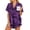 Purple, variant on Ekouaer Womens Button Down Sleepwear Satin 2 Piece Silk Loungewear Shorts Set Notch Collar Nightwear Ruffle Lingerie Outfits